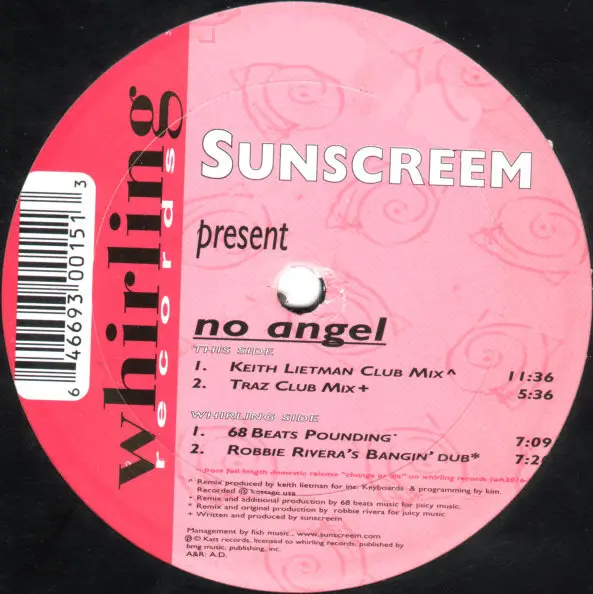 Sunscreem - No Angel, Electronic, House, Trance, 1999 - Whirling Records, US, Vinyl 1x 12", EP