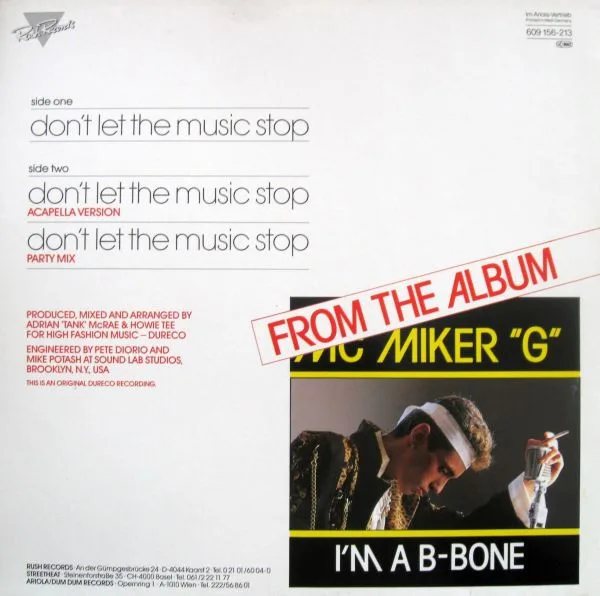 Album cover for Don't Let The Music Stop by MC Miker G