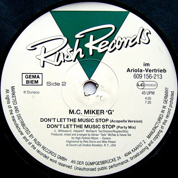 Album cover for Don't Let The Music Stop by MC Miker G