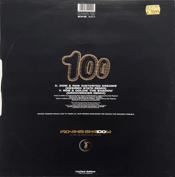 Album cover for Shadow 100 (Remixes By Desired State & Grooverider) by Dominic Angus & Rob Playford & Goldie