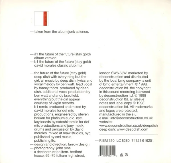 Album cover for The Future Of The Future (Stay Gold) by Deep Dish With Everything But The Girl