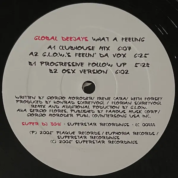 Global Deejays - What A Feeling, Electronic, Electro, Tech House, 2005 - Superstar Recordings, Germany, Vinyl 1x 12"