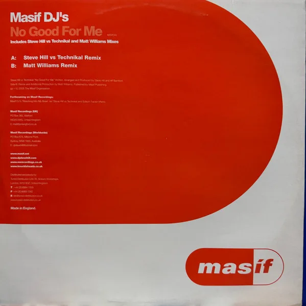 Album cover for No Good For Me by Masif DJ's