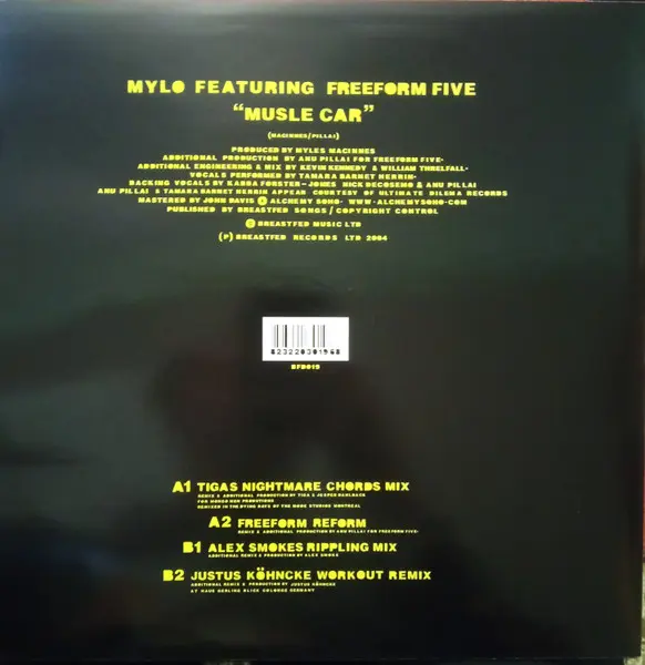 Mylo Featuring Freeform Five - Muscle Car, Electronic, Electro, House, 2006 - Breastfed, UK, Vinyl 1x 12", Single 1/2