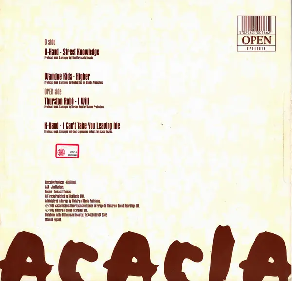 Various - The Acacia E.P., Electronic, Deep House, House, Techno, 1995 - Open, UK, Vinyl 1x 12", 33 ⅓ RPM, EP