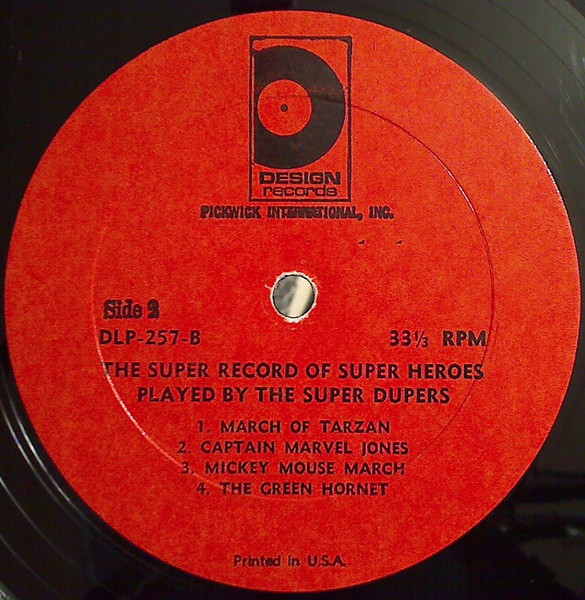 Super Dupers, The - The Super Duper Record Of Super Heroes, Children's, Pop, Rock, Beat, Garage Rock, Novelty, 1966 - Design 