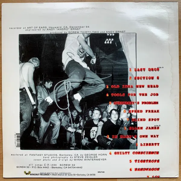 Screw 32 - Unresolved Childhood Issues - 1995 -Punk -Wingnut Records -Vinyl 1x LP, Album