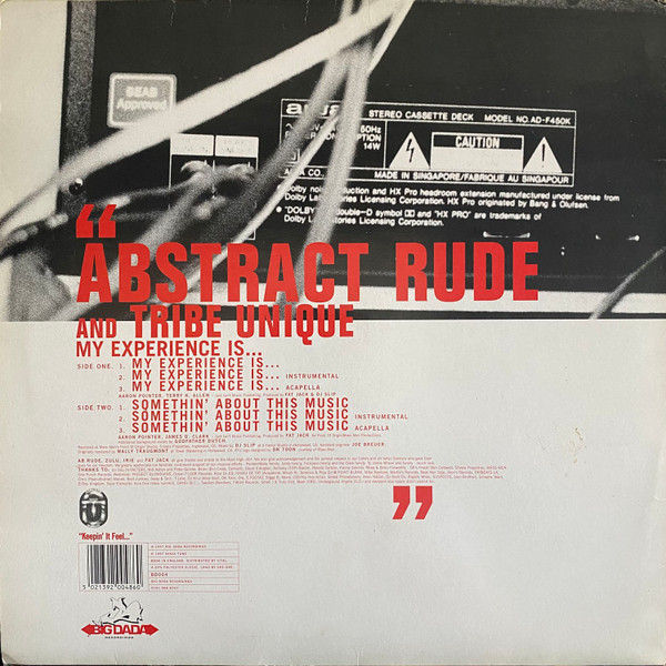 Abstract Rude And Abstract Tribe Unique - My Experience Is..., Hip Hop, 1997 - Big Dada Recordings, UK, Vinyl 1x 12"