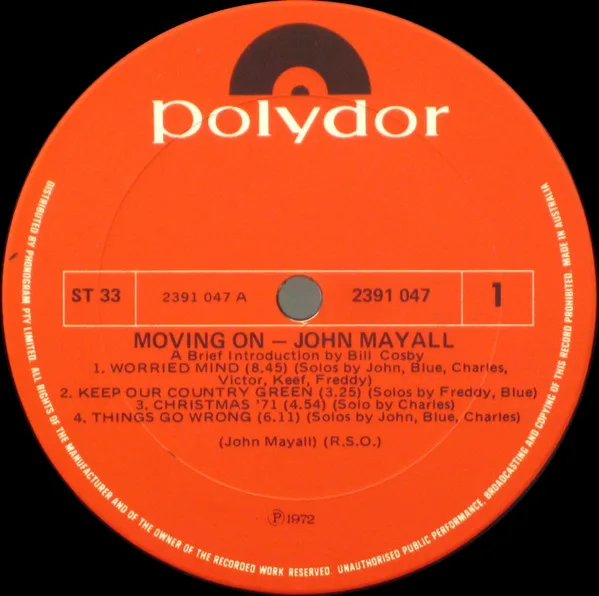 Album cover for Moving On by John Mayall