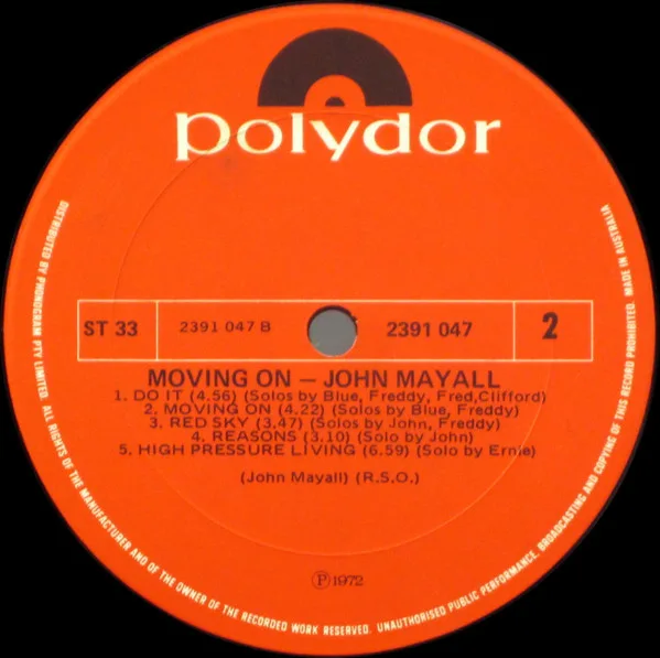 Album cover for Moving On by John Mayall