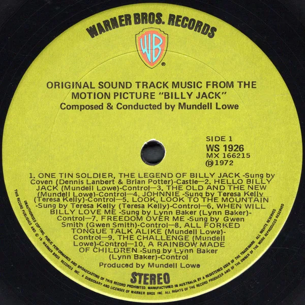 Album cover for Original Sound Track Music From The Motion Picture Billy Jack by Mundell Lowe