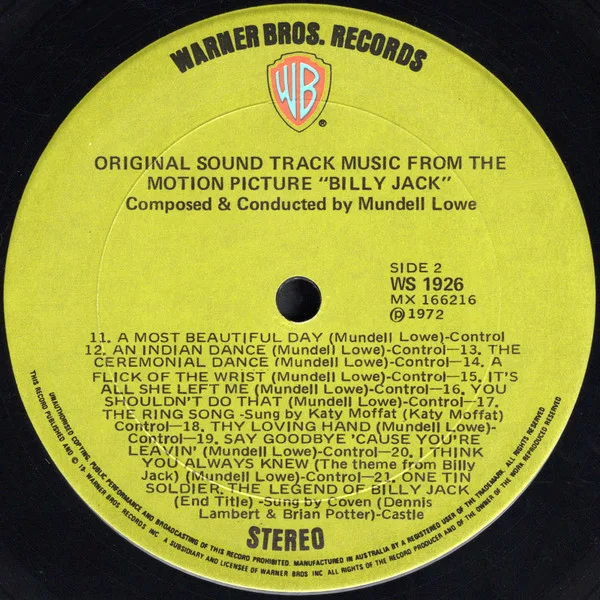 Album cover for Original Sound Track Music From The Motion Picture Billy Jack by Mundell Lowe