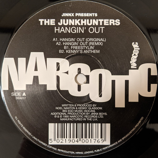 Jinxx Presents Junk Hunters, The - Hangin' Out, Electronic, Deep House, Disco, House, 1995 - Narcotic, UK, Vinyl 1x 12", 33 ⅓