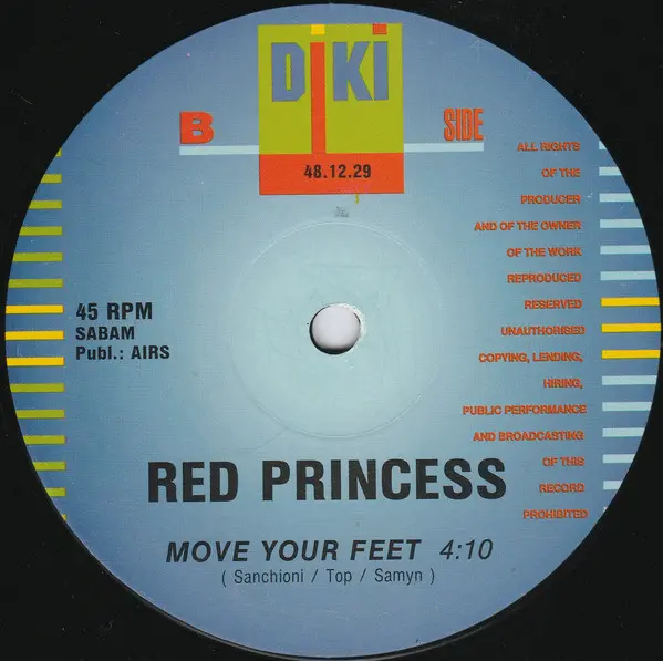 Red Princess - Move Your Feet, Electronic, Techno, 1991 - DiKi Records, Belgium, Vinyl 1x 12", 45 RPM