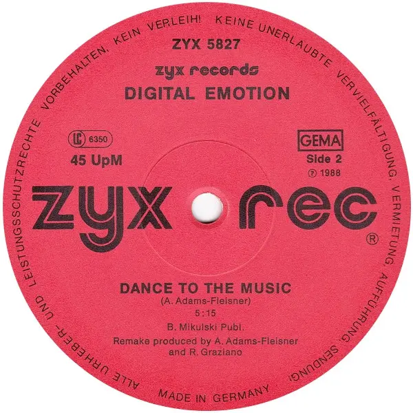 Digital Emotion - Get Up, Electronic, Disco, Synth-pop, 1988 - ZYX Records, Germany, Vinyl 1x 12", 45 RPM