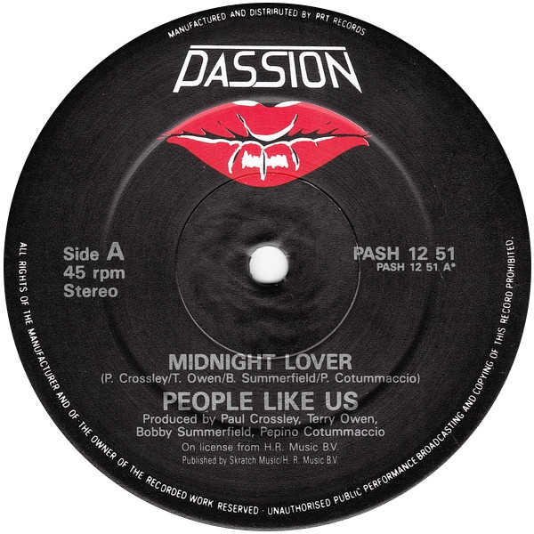People Like Us (2) - Midnight Lover, Electronic, Hi NRG, 1986 - Passion (10), UK, Vinyl 1x 12", 45 RPM