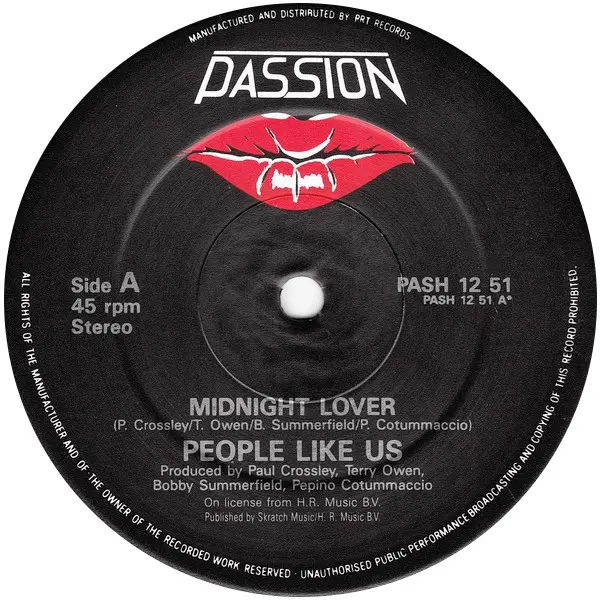 People Like Us (2) - Midnight Lover, Electronic, Hi NRG, 1986 - Passion (10), UK, Vinyl 1x 12", 45 RPM