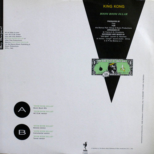 King Kong & D'Jungle Girls - Boom Boom Dollar, Electronic, Eurobeat, Hi NRG, 1989 - Flea Records, Italy, Vinyl 1x 12", 45 RPM