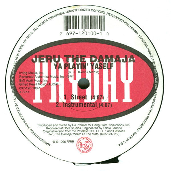 Jeru The Damaja - Ya Playin' Yaself, Hip Hop, 1996 - FFRR, Payday, US, Vinyl 1x 12", 33 ⅓ RPM Sticker sleeve