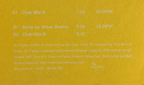 Da Hool - Bora Bora, Electronic, Progressive Trance, Techno, 1997 - Kosmo Records, Germany, Vinyl 1x 12", 33 ⅓ RPM, 45 RPM