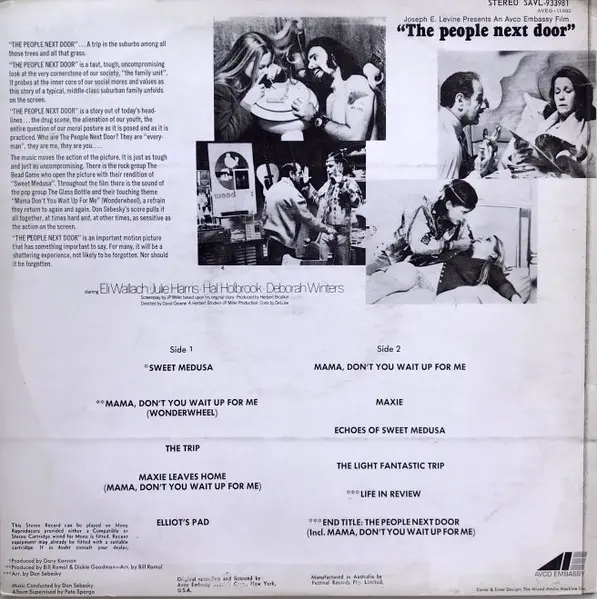 Various - The People Next Door: Original Motion Picture Soundtrack, Rock, Stage & Screen, Psychedelic Rock, Soundtrack, 1970 