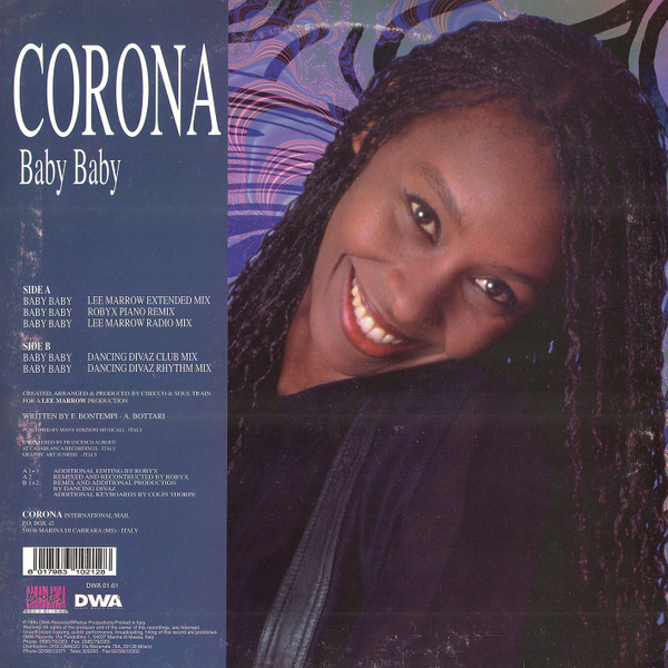 Corona - Baby Baby, Electronic, Euro House, Eurodance, 1995 - DWA (Dance World Attack), Italy, Vinyl 1x 12", 33 ⅓ RPM, Maxi-S