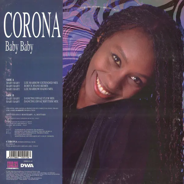 Corona - Baby Baby, Electronic, Euro House, Eurodance, 1995 - DWA (Dance World Attack), Italy, Vinyl 1x 12", 33 ⅓ RPM, Maxi-S