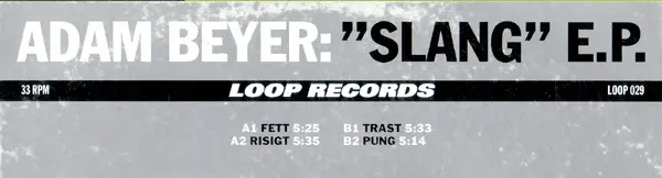 Adam Beyer - Slang EP, Electronic, Techno, 1996 - Loop Records (4), Sweden, Vinyl 1x 12", EP