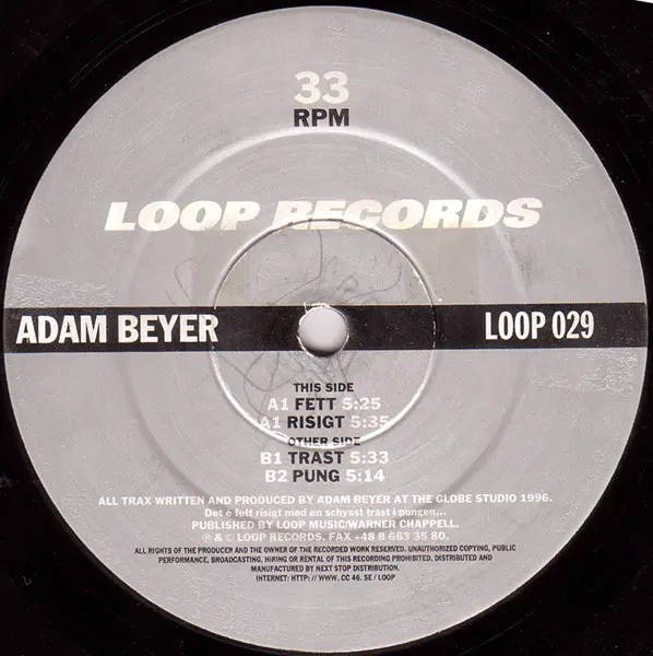 Adam Beyer - Slang EP, Electronic, Techno, 1996 - Loop Records (4), Sweden, Vinyl 1x 12", EP