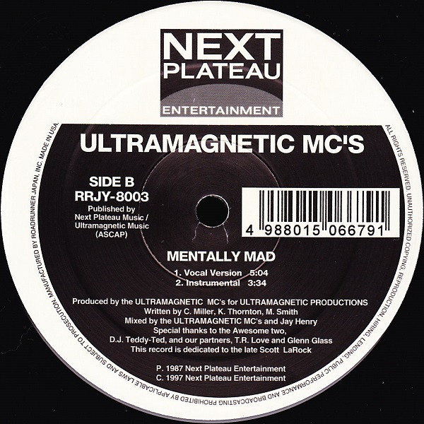 Ultramagnetic MC's - Funky / Mentally Mad, Hip Hop, 1997 - Next Plateau Entertainment, Japan, Vinyl 1x 12"