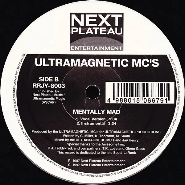 Ultramagnetic MC's - Funky / Mentally Mad, Hip Hop, 1997 - Next Plateau Entertainment, Japan, Vinyl 1x 12"