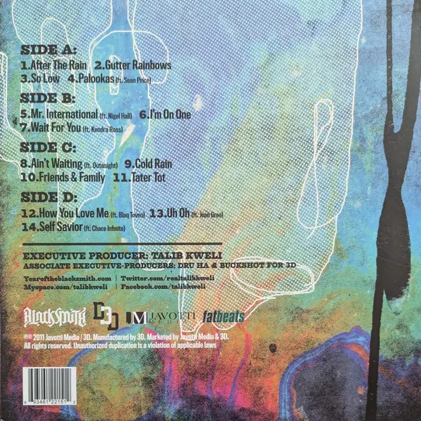 Talib Kweli - Gutter Rainbows, Hip Hop, Conscious, 2011 - 3D, Blacksmith Music, Javotti Media, US, Vinyl 2x LP, Album Multi-C