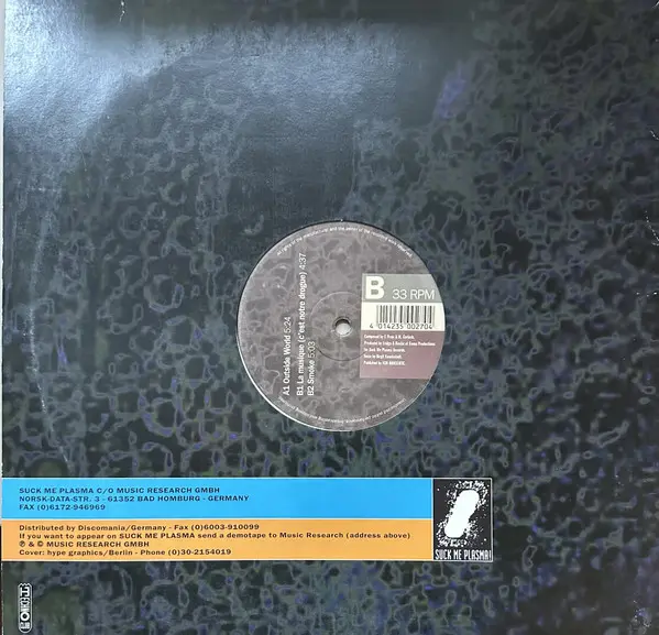 Sunbeam - Outside World E.P., Electronic, Hard Trance, Trance, 1994 - Suck Me Plasma, Germany, Vinyl 1x 12", 33 ⅓ RPM, 45 RPM