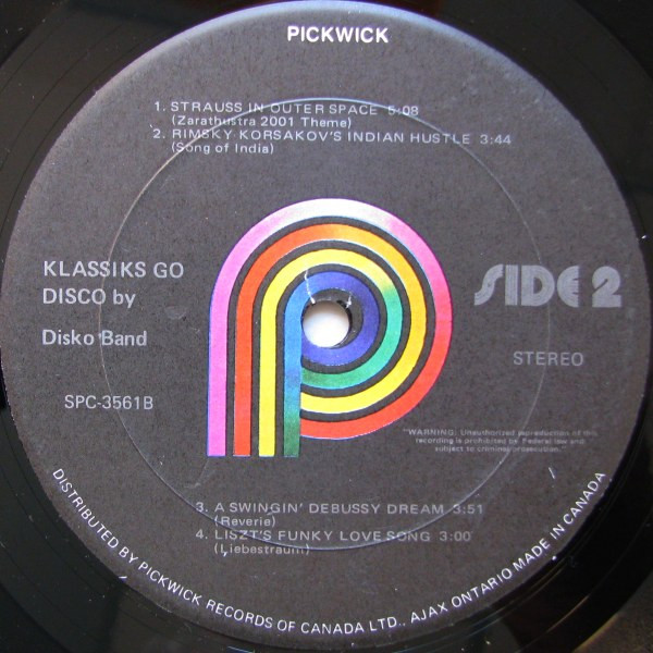 Disko Band - Klassiks Go Disko, Electronic, Funk / Soul, Disco, 1976 - Pickwick, Canada, Vinyl 1x LP, Album, Stereo