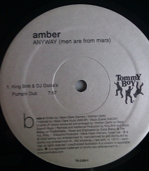 Amber - Anyway (Men Are From Mars) (Remixes), Electronic, Progressive House, Tech House, 2002 - Tommy Boy, US, Vinyl 1x 12", 