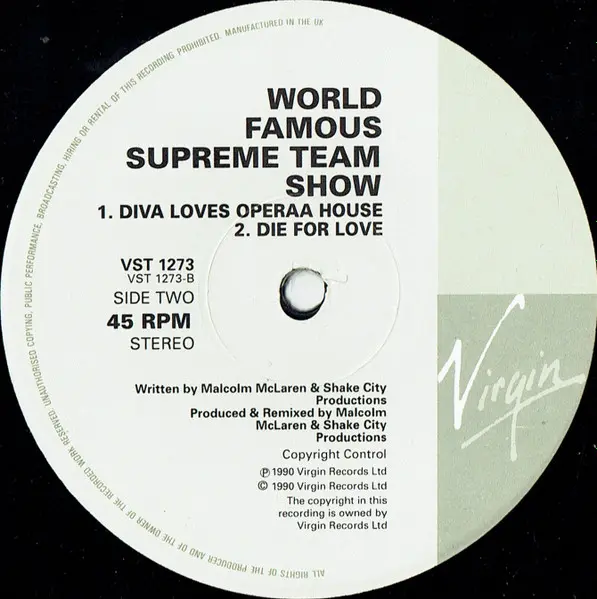 Malcolm McLaren Presents World's Famous Supreme Team - Operaa House - Aria On Air, Electronic, House, 1990 - Virgin, UK, Viny