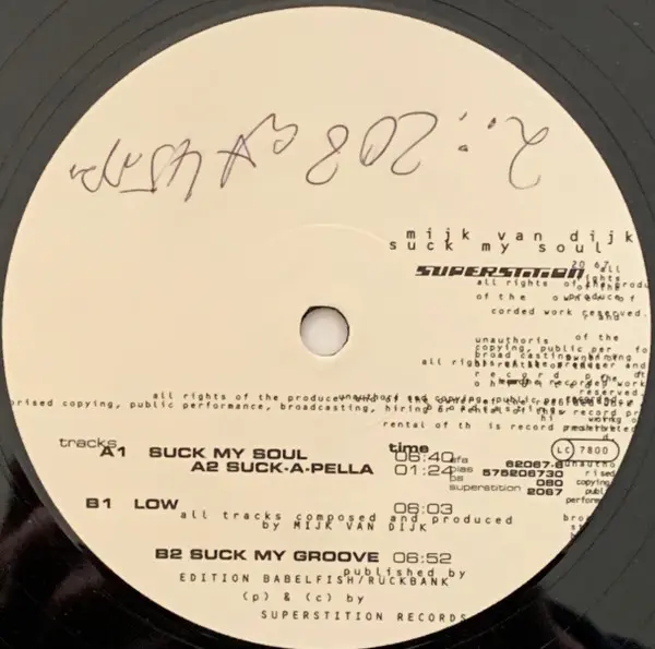 Mijk Van Dijk - Suck My Soul, Electronic, Tech House, 1996 - Superstition, Germany, Vinyl 1x 12"