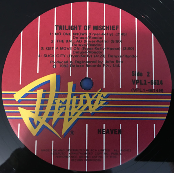 Heaven (13) - Twilight Of Mischief, Rock, Hard Rock, Heavy Metal, 1982 - Deluxe Records (4), Australia, Vinyl 1x LP, Album