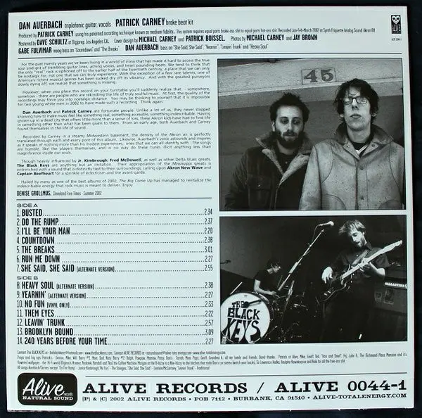 Black Keys, The - The Big Come Up, Rock, Blues Rock, 2002 - Alive Records, US, Vinyl 1x LP, Album White