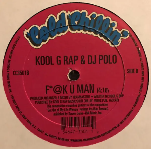 Kool G Rap & D.J. Polo - Talk Like Sex / F*@K U Man, Hip Hop, 1995 - Cold Chillin', US, Vinyl 1x 12", 33 ⅓ RPM, Reissue