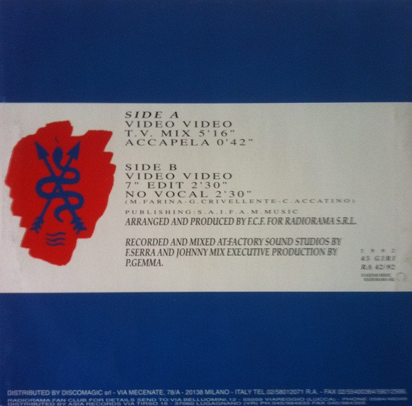 Tipsy & Tipsy - Video Video - 1992 - Eurobeat, Hi NRG - Radiorama Productions - Vinyl 1x 12", 45 RPM