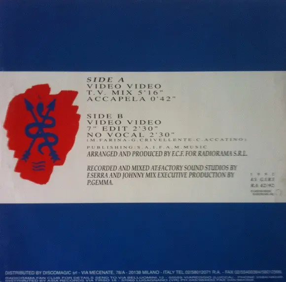 Tipsy & Tipsy - Video Video - 1992 - Eurobeat, Hi NRG - Radiorama Productions - Vinyl 1x 12", 45 RPM