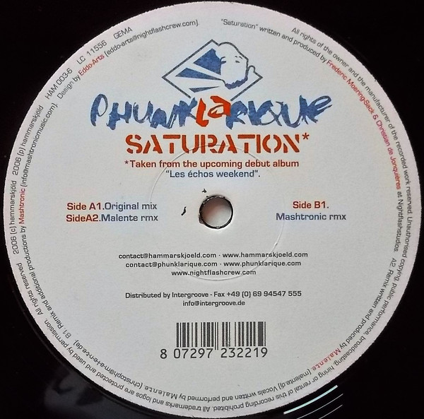 Phunklarique - Saturation, Electronic, Electro, House, 2006 - Hammarskjöld, Germany, Vinyl 1x 12"