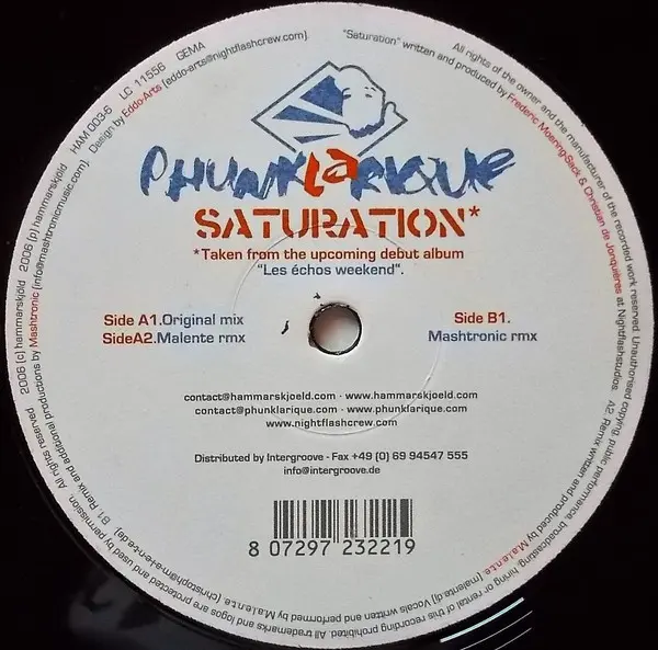 Phunklarique - Saturation, Electronic, Electro, House, 2006 - Hammarskjöld, Germany, Vinyl 1x 12"