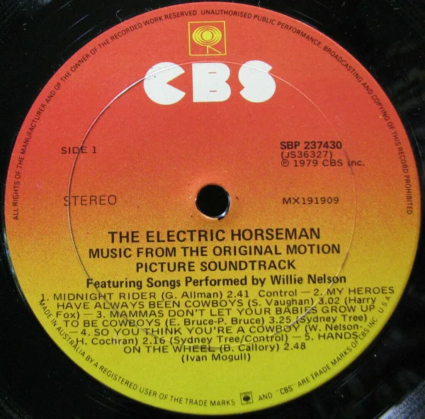 Album cover for The Electric Horseman (Music From The Original Motion Picture Soundtrack) by Willie Nelson / Dave Grusin