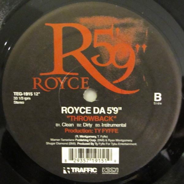 Royce Da 5'9" - Hip Hop / Throwback, Hip Hop, 2004 - Traffic Entertainment Group, US, Vinyl 1x 12", 33 ⅓ RPM, Single