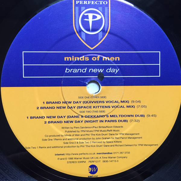 Minds Of Men - Brand New Day, Electronic, Progressive House, Progressive Trance, 1996 - EastWest, Perfecto, UK, Vinyl 1x 12",
