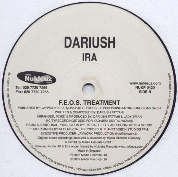 Dariush - IRA, Electronic, Techno, Trance, 2002 - Nukleuz, UK, Vinyl 1x 12", 45 RPM