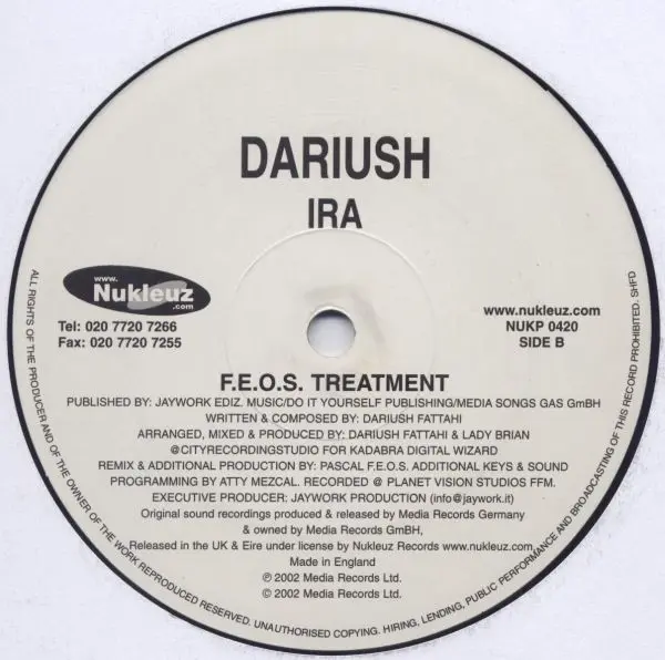 Dariush - IRA, Electronic, Techno, Trance, 2002 - Nukleuz, UK, Vinyl 1x 12", 45 RPM