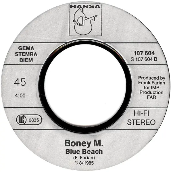 Boney M. Featuring Bobby Farrell - Young, Free And Single, Electronic, Disco, 1985 - Hansa, Europe, Vinyl 1x 7", 45 RPM, Sing